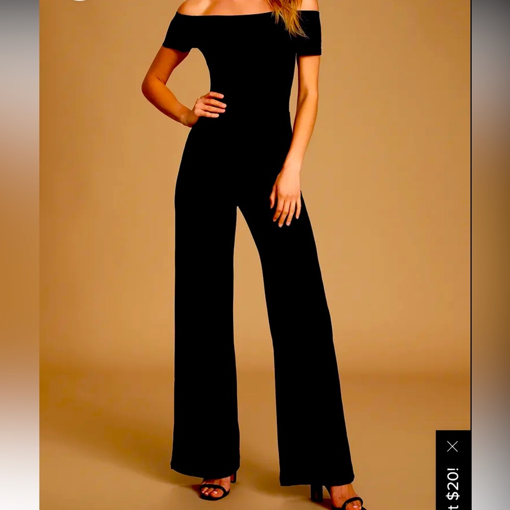 NWOT Lulus Black Off Shoulder Jumpsuit